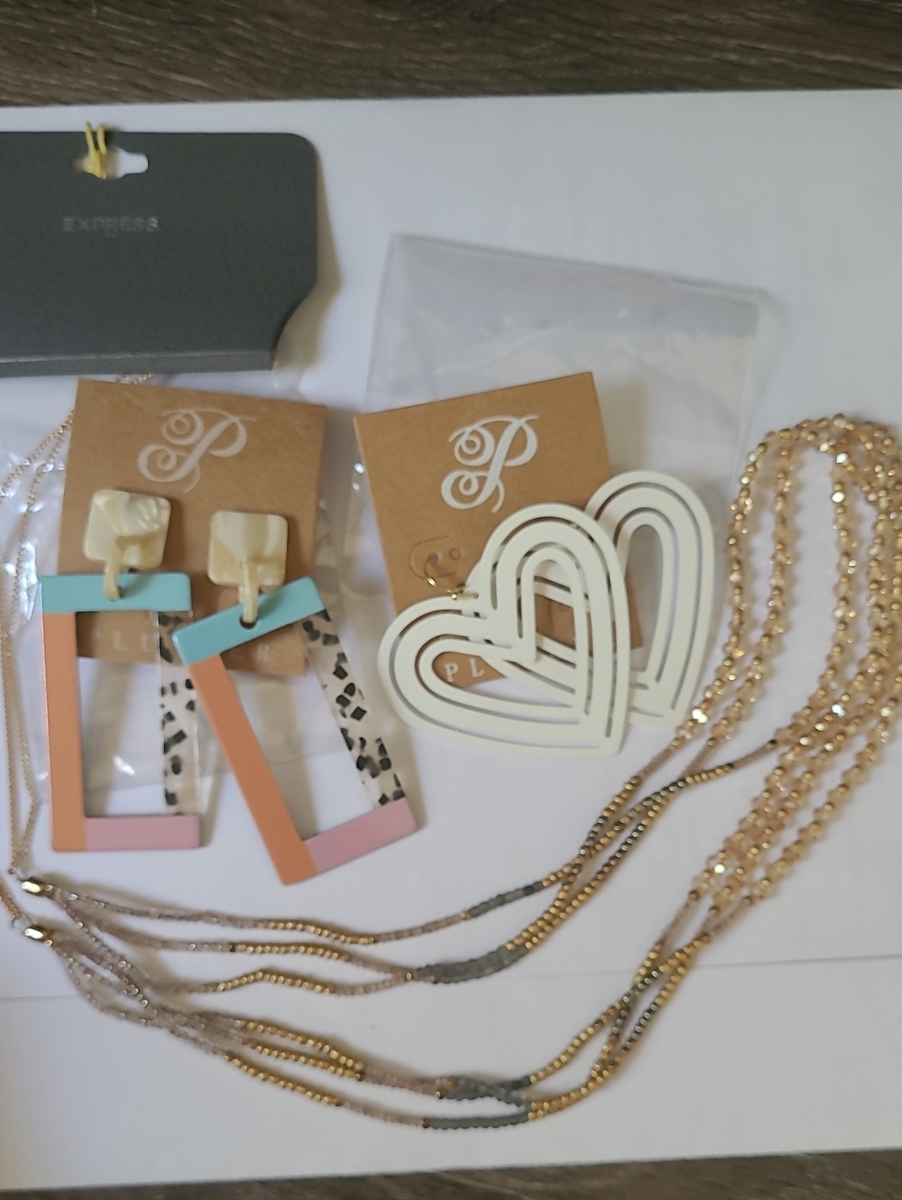 Plunder Two Sets Of Earrings And One Express Gold-Tone Necklace